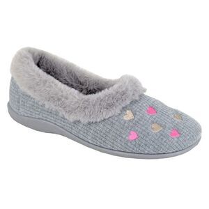 Sleepers Womens/Ladies Daisy Hearts Slippers / Gray